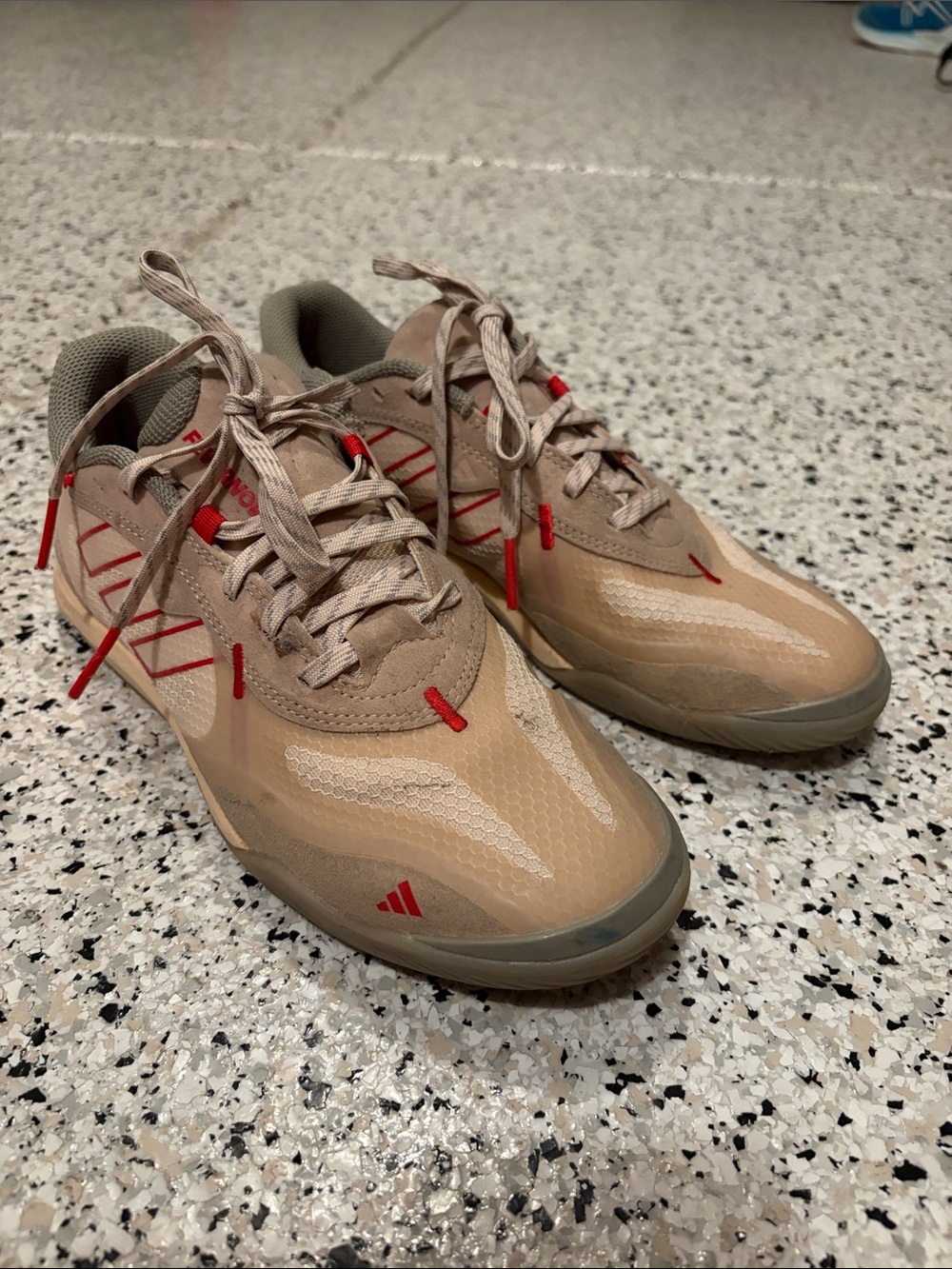 adidas Men’s Beige Sneakers with Red Accents